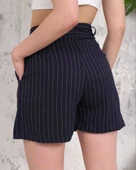 Çizgili düğmeli şort siyah s2551251 - 4