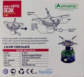 ORCAMP Siboplu Katlanabilir Kamp Ocağı Tüplü Ocak (K-502) Tüpsüz - 5