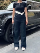 Düğme yakalı siyah alt üst takım s3943 thumbnail 2