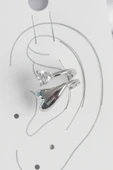 Pirinç Gümüş Renk Zirkon Taş Detaylı Kalp Model Kadın Kıkırdak Küpe - TJ-BKP10570 - 1