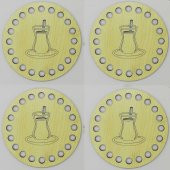 Ahşap Bardak Altlığı Çay Bardak Model Krem ( 4 Adet ) - 1