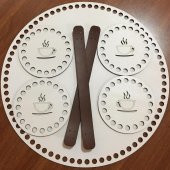 Ahşap Bardak Altlığı Çay Bardak Model Krem ( 4 Adet ) - 3