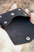 Gerçek Deri El Yapımı Hakiki Deri Kartlık Minimalist Premium Kadife Hakiki Deri Kompakt Kartlık - 4
