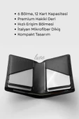 Gerçek Deri Cüzdan El Yapımı Hakiki Kadife Premium Deri İtalyan Dikiş 6 Kart Bölmeli Kompakt Cüzdan - 3