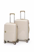 Elatae Exclusive Pro Polipropilen Kırılmaz 2'li Valiz Seti Orta Boy - Kabin Boy Bej - Vizon 5239 thumbnail 1