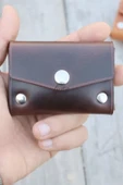 Gerçek Deri El Yapımı Hakiki Deri Kartlık Minimalist Premium Kadife Hakiki Deri Kompakt Kartlık - 1