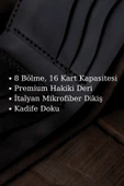 Gerçek Deri Cüzdan El Yapımı Hakiki Kadife Premium Deri İtalyan Dikiş 8 Kart Bölmeli - 5