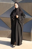 Yarasakol İşleme Detaylı Abaya 70012 Siyah thumbnail 1