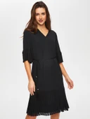 Plise Dantel Garnili V Yaka Abiye Elbise Faik Sönmez thumbnail 9