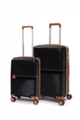 Elatae Exclusive Pro Polipropilen Kırılmaz 2'li Valiz Seti Orta Boy - Kabin Boy Siyah - Camel 5239 thumbnail 1