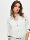 Triko Şerit Detaylı Brodeli Örme Bomber Ceket Faik Sönmez thumbnail 9