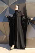 Yarasakol İşleme Detaylı Abaya 70012 Siyah thumbnail 3