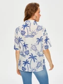 Tropik Brode Nakışlı Kısa Kol Pamuk Vual Gömlek Faik Sönmez thumbnail 12