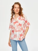 Tropik Brode Nakışlı Kısa Kol Pamuk Vual Gömlek Faik Sönmez thumbnail 1