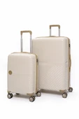 Elatae Exclusive Pro Polipropilen Kırılmaz 2'li Valiz Seti Büyük Boy - Kabin Boy Bej - Vizon 5239 thumbnail 1