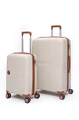 Elatae Exclusive Pro Polipropilen Kırılmaz 2'li Valiz Seti Büyük Boy - Kabin Boy Bej - Camel 5239 thumbnail 1