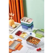 Vagonlife Çift Katmanlı Paslanmaz Çelik Öğle Yemeği Kutusu Yeşil BL20182 - 3