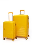 Elatae Exclusive Pro Polipropilen Kırılmaz 2'li Valiz Seti Büyük Boy - Kabin Boy Sarı 5239 thumbnail 1