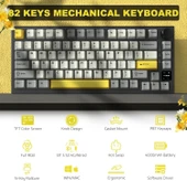 Ajazz AK820 Pro 3 Modlu%75 Mekanik Klavye, TFT Akıllı Ekran ve Düğmeye Sahip Gasket-Mounted Oyuncu Klavyesi, Bluetooth 5.1/2.4g Kablosuz/Type-C Kablolu (AK820 PRO - Sarı Siyah - Gift Switch) - 8