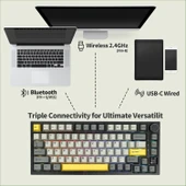 Ajazz AK820 Pro 3 Modlu%75 Mekanik Klavye, TFT Akıllı Ekran ve Düğmeye Sahip Gasket-Mounted Oyuncu Klavyesi, Bluetooth 5.1/2.4g Kablosuz/Type-C Kablolu (AK820 PRO - Sarı Siyah - Gift Switch) - 7