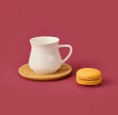MİEN-23403 Bambu Tabaklı 6lı Kahve Fincan Takımı - 2
