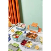 Çift Katmanlı Paslanmaz Çelik Öğle Yemeği Kutusu Turuncu Bl20182 - 5