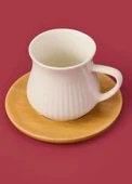 MİEN-23403 Bambu Tabaklı 6lı Kahve Fincan Takımı - 4
