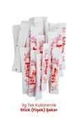 Balkan Tek Kullanımlık Stick (Fişek) Şeker 3g - 50 Adet (Çay Şekeri) Kullan At Toz Şeker - 2