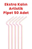 Balkan Pipet Körüklü Frozen Ekstra Kalın Artistik Pipet 50 Adet 10mm Çapı Ve 30cm Boyu - 1
