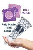 Balkan Tek Kullanımlık Kare Islak Mendil 8x8cm Mor 25 Adet V Rulo Havlu Mendil 25 Adet (TOPLAM 50 Adet) - 1