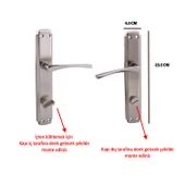 Kilitlenebilir WC Banyo Kapı Kolu (2 Takım) Nikel İnox Aynalı Sağa Sola Uygun İç Dış Tuvalet Kapısı thumbnail 3