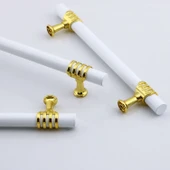 Mobilya Mutfak Dolabı Çekmece Dolap Kulpları Kapak Kulpu Kulbu Beyaz Altın 128 mm Metal Kulp12.8 cm - 3