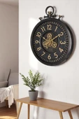 Efe Mark Premium Serisi Antik Eskitme Kadranlı Döner Çarklı 60 Santimetre Köstekli Ev ve Ofis Duvar Saati Latin Rakamlı Siyah thumbnail 6