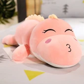 Pembe Gülümseme Dinozor Peluş Yastık - 120cm - 11