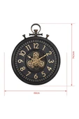 Efe Mark Premium Serisi Antik Eskitme Kadranlı Döner Çarklı 60 Santimetre Köstekli Ev ve Ofis Duvar Saati Latin Rakamlı Siyah thumbnail 4