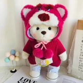 Lina Ayı Peluş Bebek Giysi Seti - Çilek Ayı Giysili + Ayakkabılı - 1