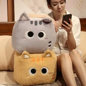 Tofu Kedi Peluş Yastık - Bej Kahverengi Kedi - 30cm - 10