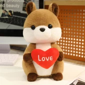 Sarı Çiçekli Sincap Peluş Oyuncak Bebek - 28cm - 9