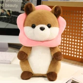 Sarı Çiçekli Sincap Peluş Oyuncak Bebek - 28cm - 6