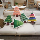 Işıltılı Noel Ağacı Peluş Yastık - Stil 4 - 37x50cm - 2
