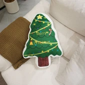 Işıltılı Noel Ağacı Peluş Yastık - Stil 4 - 37x50cm - 4