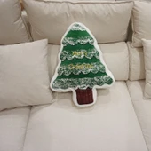 Işıltılı Noel Ağacı Peluş Yastık - Stil 4 - 37x50cm - 1