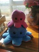 Çift Taraflı Ahtapot Peluş Oyuncak Bebek Uyku Yastığı - Mavi + Yeşil - 40cm thumbnail 9