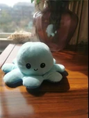 Çift Taraflı Ahtapot Peluş Oyuncak Bebek Uyku Yastığı - Mavi + Yeşil - 40cm thumbnail 8