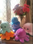 Çift Taraflı Ahtapot Peluş Oyuncak Bebek Uyku Yastığı - Mavi + Yeşil - 40cm thumbnail 10