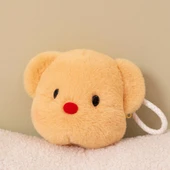 Ayıcık Kartlık Kulaklık Bozuk Para Cüzdanı - Kahverengi Askılıklı 12cm - 7