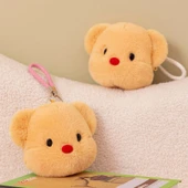 Ayıcık Kartlık Kulaklık Bozuk Para Cüzdanı - Kahverengi Askılıklı 12cm - 6