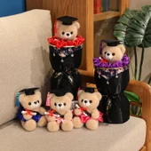 Ayıcık Peluş Oyuncak - Mavi Çiçek Tüplü - 38cm - 2
