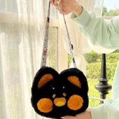Peluş Kedi Çanta - Gri - 23x21cm - 10