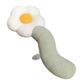 Çiçek Tasarımlı Uzun Peluş Yastık - Sarı Puf Kadife - 130cm - 8